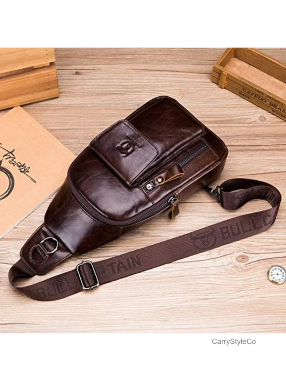 Genuine Leather Crossbody Sling Bag Casual Daypack Travel Backpack